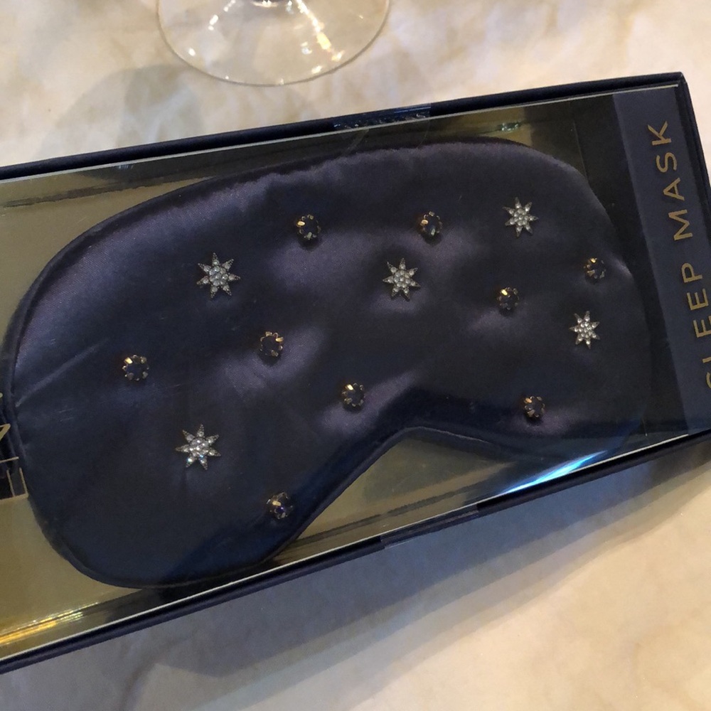 ✨Envy Crystal stars navy crystal in brass findings satin charmeuse sleep mask